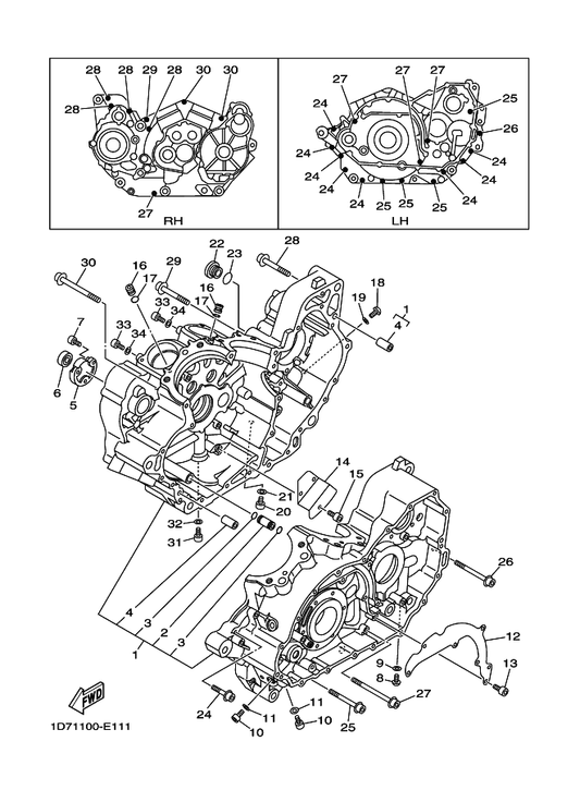 Yamaha 90110-06297 Bolt, Hexagon Socket Head — shown on the Crankcase parts diagram