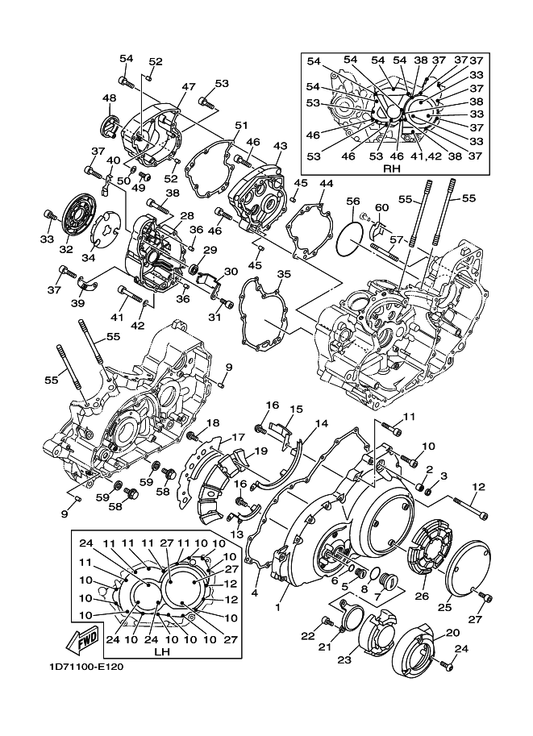 Yamaha 1D7-15411-00 Cover, Crankcase 1 — shown on the Crankcase Cover 1 parts diagram