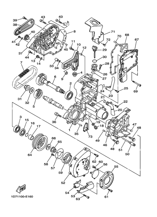 Yamaha 1D7-17821-00 Cover, Housing — shown on the Middle Drive Gear parts diagram