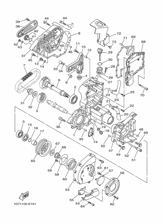 Yamaha 91314-06035 . Bolt — shown on the Middle Drive Gear parts diagram