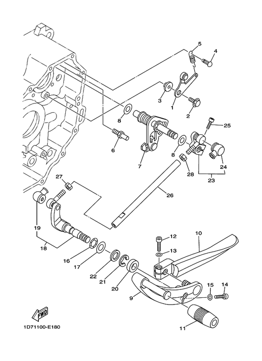Yamaha 90201-14019 Washer, Plate — shown on the Shift Shaft parts diagram