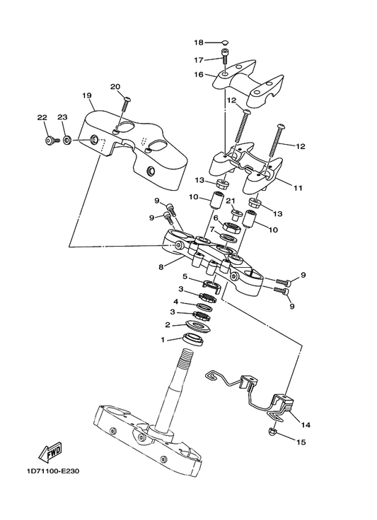 Yamaha 1D7-23389-01 Guide, Cable — shown on the Steering parts diagram