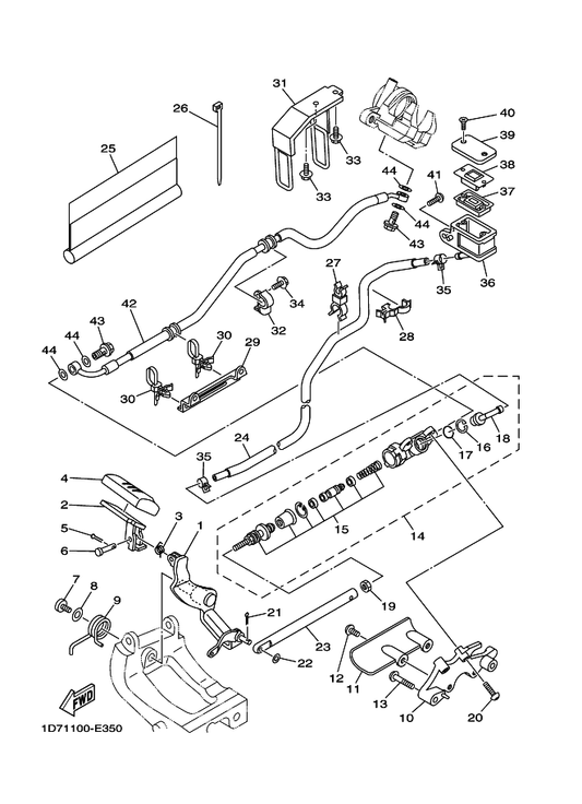 Yamaha 5YU-25894-00 . Tank, Reservoir — shown on the Rear Master Cylinder parts diagram