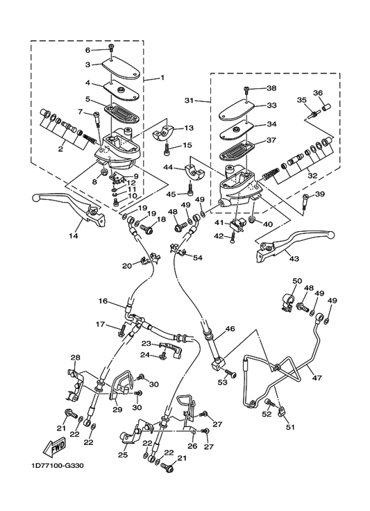 Yamaha 5PX-W0041-00 . Cylinder Kit, Master — shown on the Front Master Cylinder parts diagram