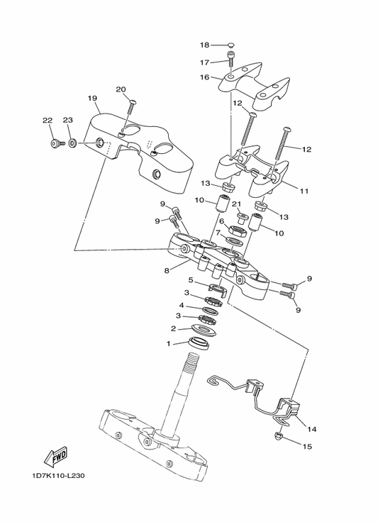 Yamaha 1D7-2344E-00 Holder , Handle Lower 1 — shown on the Steering parts diagram