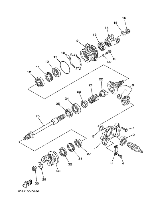 Yamaha 5GH-17521-00 Housing, Bearing — shown on the Middle Drive Gear parts diagram