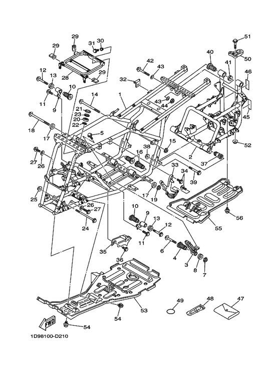 Yamaha 90105-12660 Bolt, Flange — shown on the Frame parts diagram