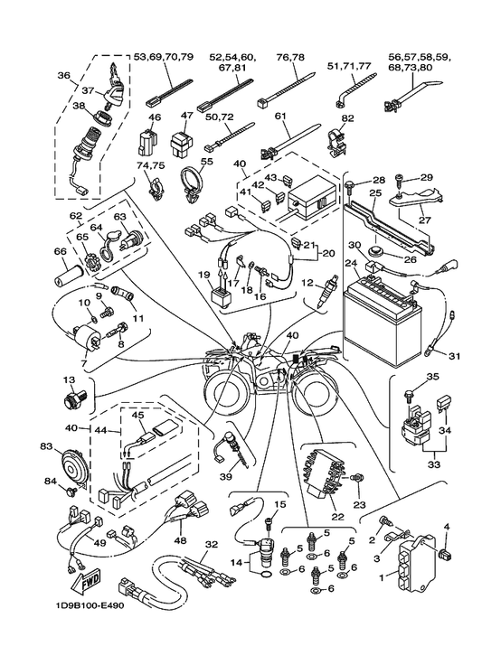 Yamaha 29U-81950-93 Relay Assy — shown on the Electrical 1 parts diagram