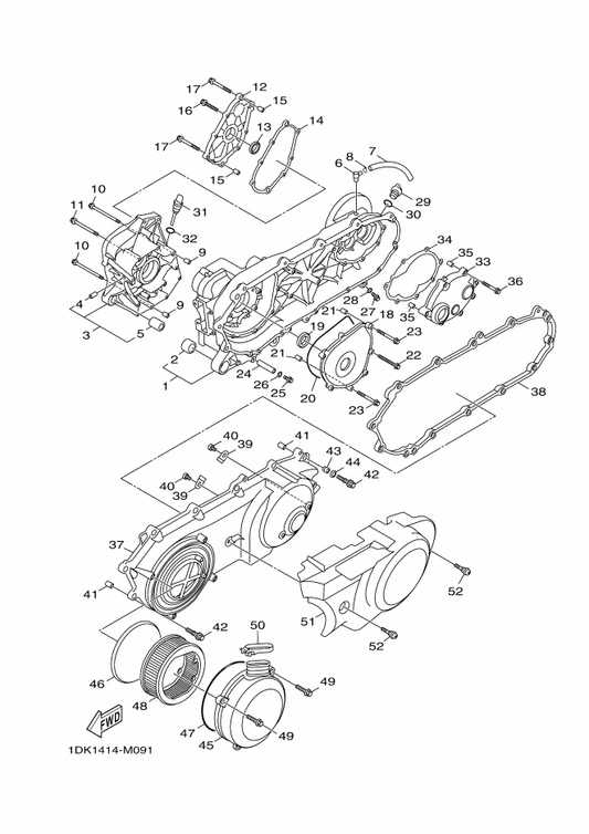 Yamaha 5ST-E5371-00 Breather — shown on the Crankcase parts diagram