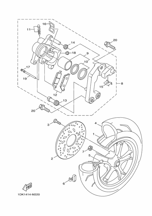 Yamaha 5S9-W0047-00 . . Caliper Seal Kit — shown on the Rear Wheel parts diagram