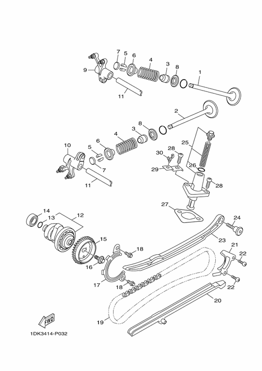 Yamaha 3C1-E2113-00 Spring, Valve Inner — shown on the Valve parts diagram