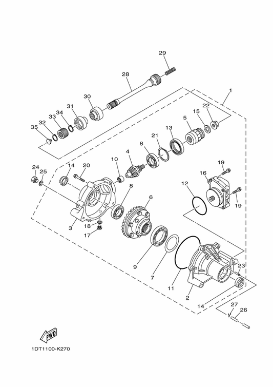 Yamaha 3B4-67839-10 . Cupling — shown on the Front Differential parts diagram