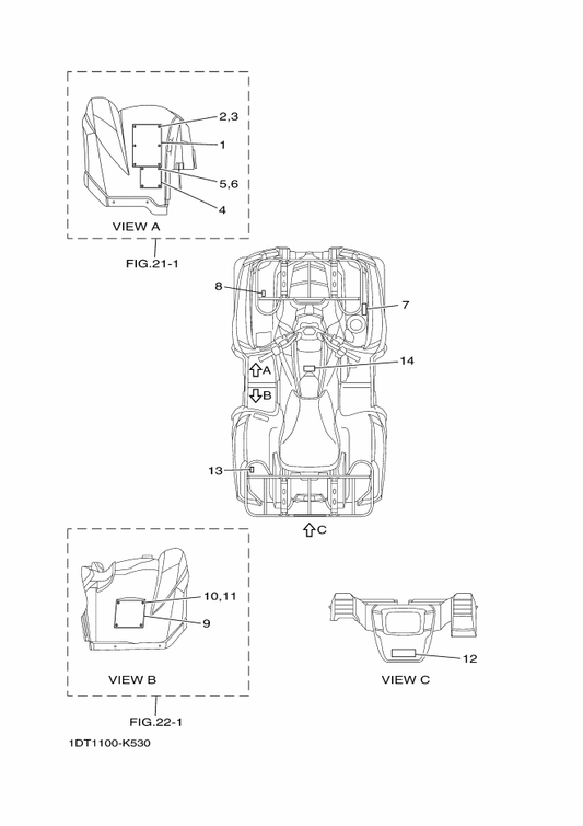 Yamaha 43P-2816S-00 Label, Warnign Diff. Lock — shown on the Emblem & Label 2 parts diagram