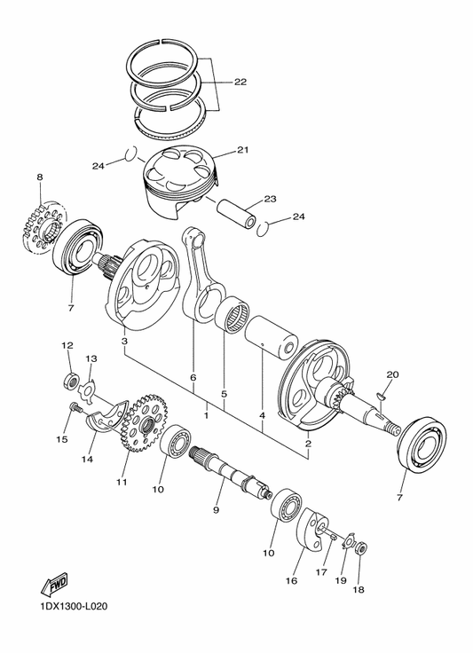 Yamaha 5JG-11603-00 Piston Ring Set (Std) — shown on the Crankshaft & Piston parts diagram