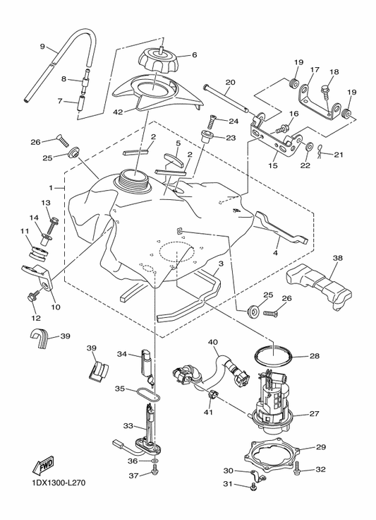 Yamaha 33D-24486-00 O-Ring — shown on the Fuel Tank parts diagram