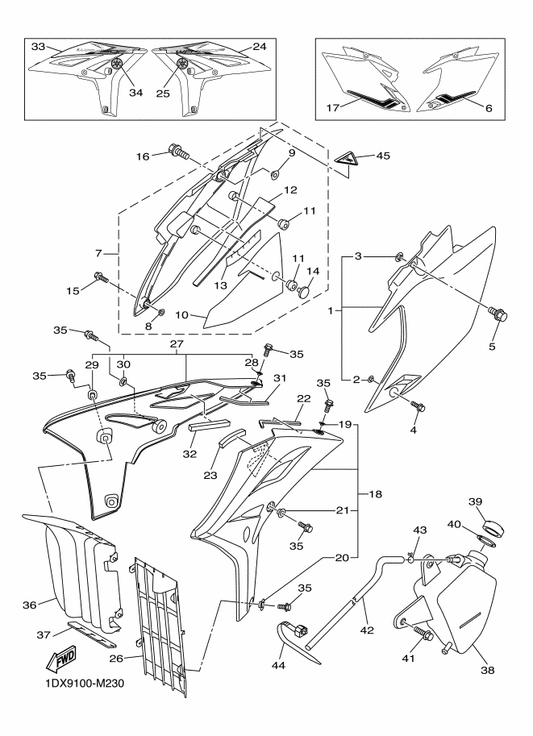 Yamaha 5BE-21749-00 . Collar — shown on the Side Cover parts diagram