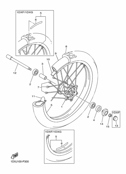 Yamaha 94416-21048 Rim (1.60-21) — shown on the Front Wheel parts diagram
