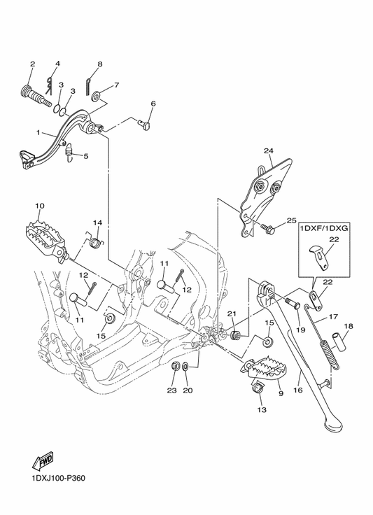 Yamaha 33D-27200-01 Pedal, Brake — shown on the Stand & Footrest parts diagram