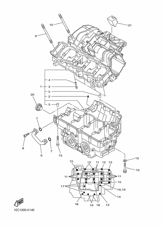 Yamaha 5VY-15316-00 Damper 1 — shown on the Crankcase parts diagram