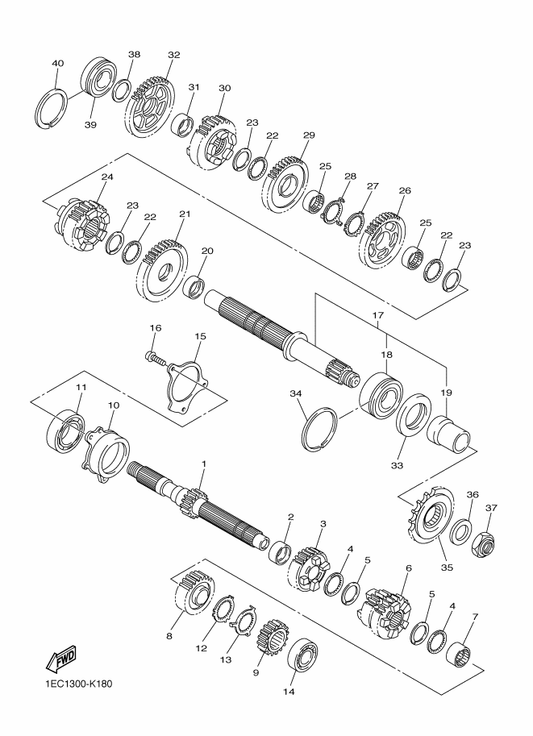 Yamaha 93440-62032 . Circlip — shown on the Transmission parts diagram