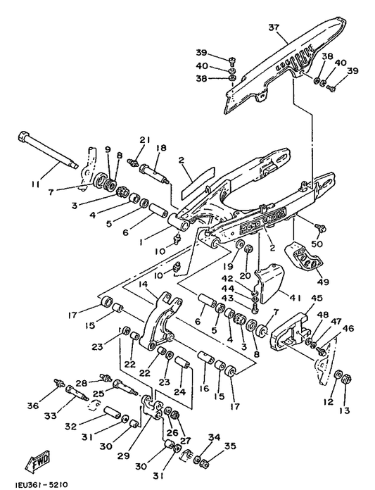 Yamaha 90386-18115 Bush — shown on the Rear Arm parts diagram