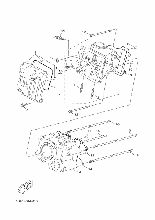 Yamaha 10B-E1102-30 Cylinder Head Assy — shown on the Cylinder Head parts diagram