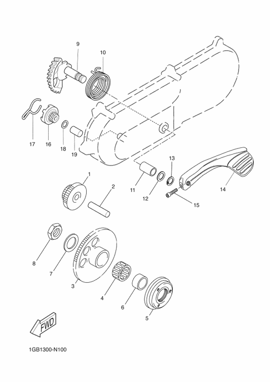 Yamaha 5ST-E5512-21 Gear, Idler 1 — shown on the Starter parts diagram