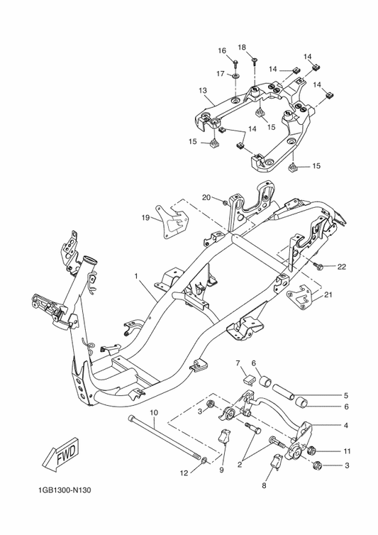 Yamaha 1GB-F1274-00 Bracket, C.D.I. Unit — shown on the Frame parts diagram