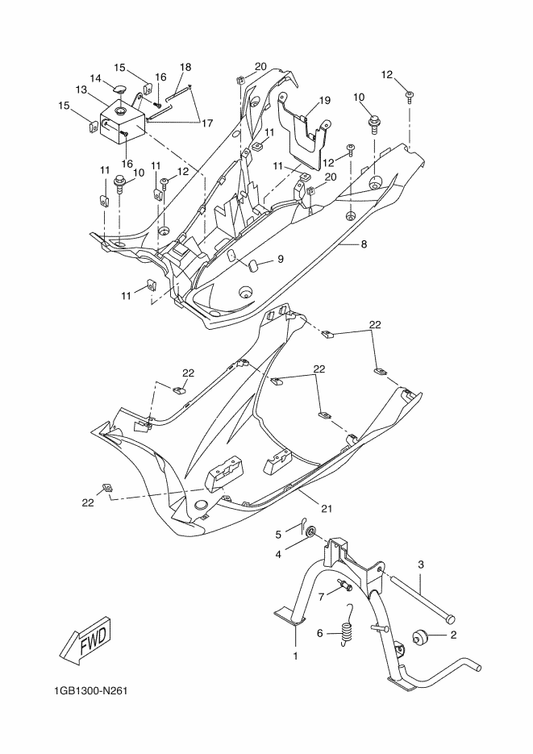Yamaha 1PH-F7475-00 Cap 1 — shown on the Stand & Footrest parts diagram