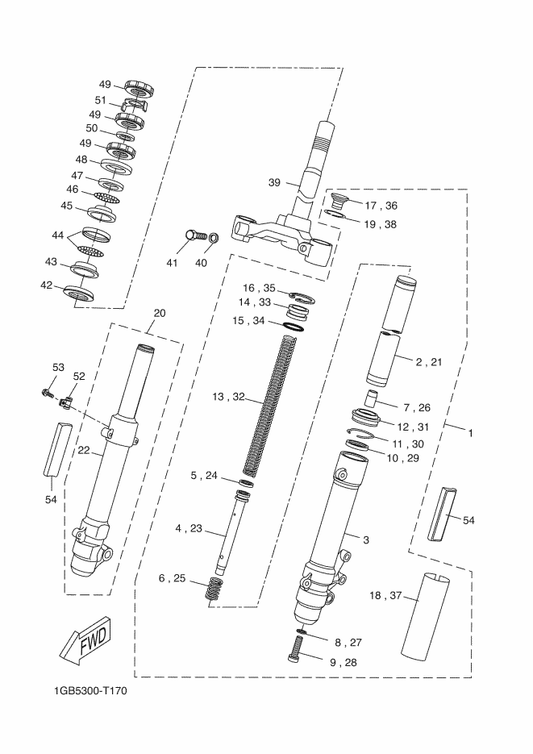 Yamaha 5ME-F3147-30 . O-Ring — shown on the Front Fork parts diagram