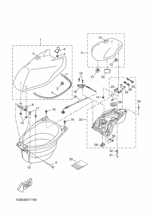 Yamaha 1GB-F1668-00 Label, Tire — shown on the Seat & Carrier parts diagram