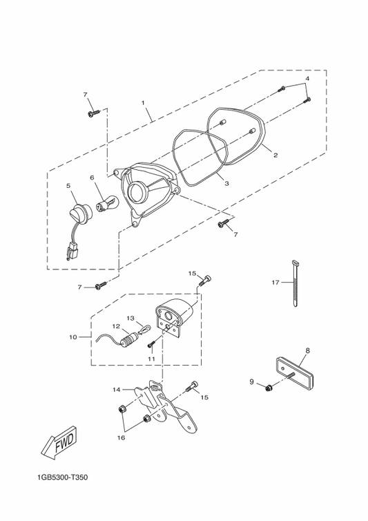 Yamaha 1PH-H4704-00 . Gasket, Taillight — shown on the Taillight parts diagram