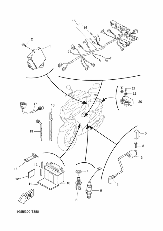 Yamaha 2AC-H2509-00 Wire, Sub Lead — shown on the Electrical 2 parts diagram