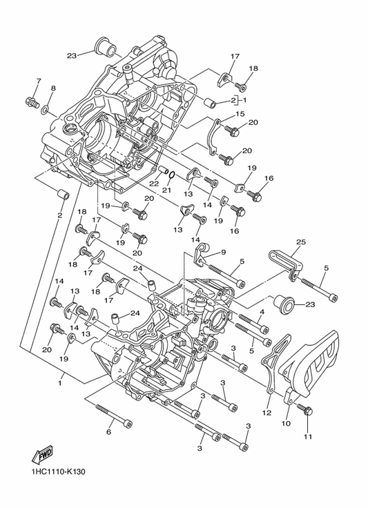 Yamaha 91312-06070 Bolt — shown on the Crankcase parts diagram