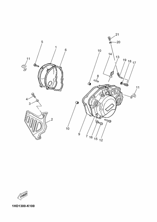 Yamaha 90201-08X01 Washer, Plate — shown on the Crankcase Cover 1 parts diagram