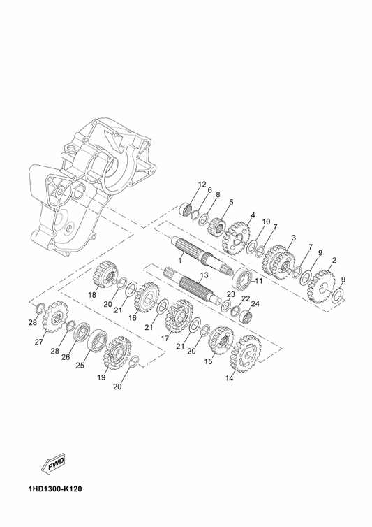Yamaha 13C-E7241-00 Gear, 4Th Wheel — shown on the Transmission parts diagram