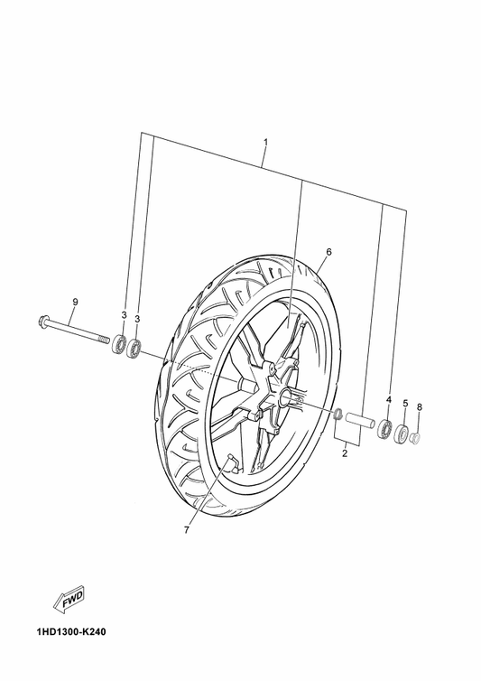 Yamaha 93106-20805 Oil Seal — shown on the Front Wheel parts diagram