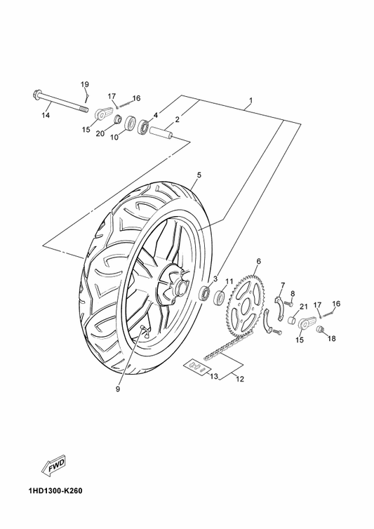 Yamaha 93306-302X5 . Bearing — shown on the Rear Wheel parts diagram