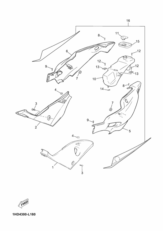 Yamaha 1HD-F173L-20 Graphic Set 1 — shown on the Side Cover parts diagram