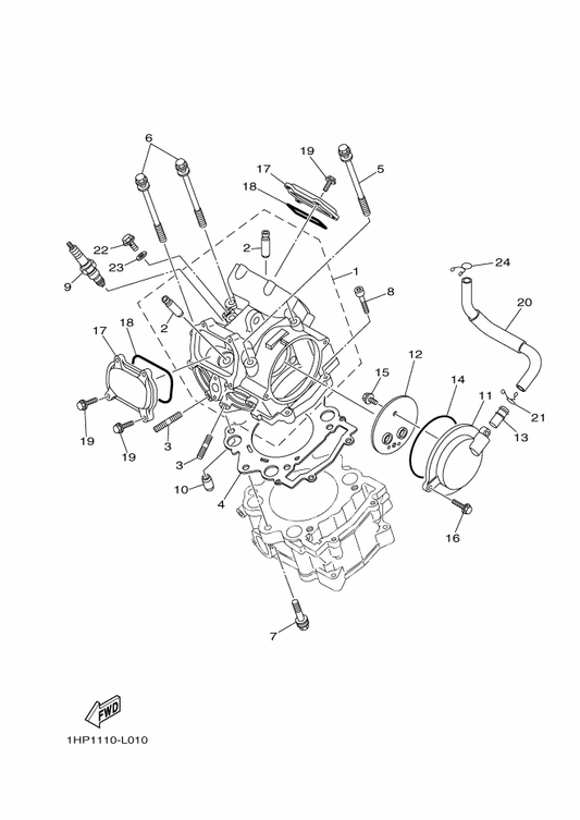 Yamaha 28P-11102-00 Cylinder Head Assy — shown on the Cylinder Head parts diagram
