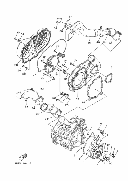 Yamaha 3B4-15411-10 Cover, Crankcase 1 — shown on the Crankcase Cover 1 parts diagram