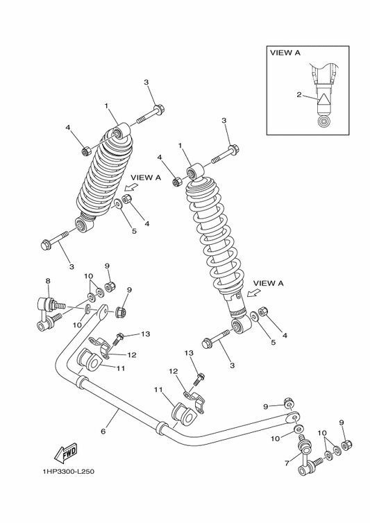 Yamaha 1HP-G7491-00 Bar, Stabilizer — shown on the Rear Suspension parts diagram