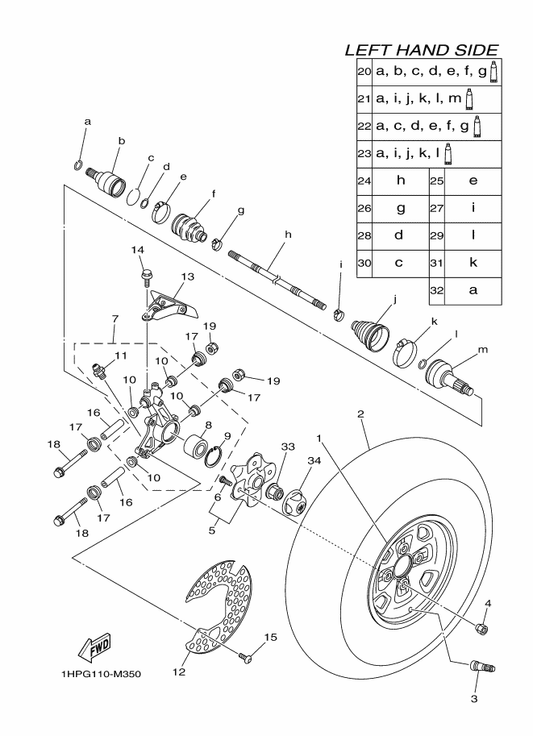 Yamaha 2BG-F5390-10 Rear Wheel Comp. — shown on the Rear Wheel parts diagram