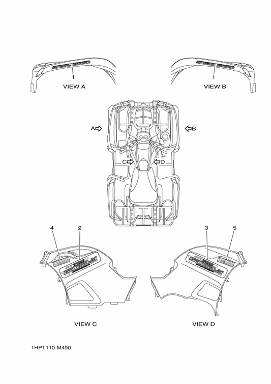 Yamaha 1HP-F1737-10 Emblem — shown on the Graphics parts diagram