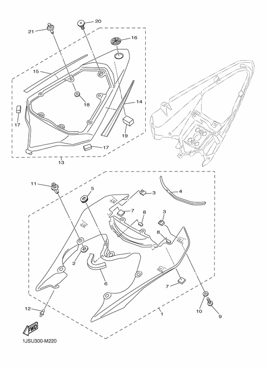 Yamaha 1JS-2173F-50 . Graphic 2 — shown on the Side Cover parts diagram