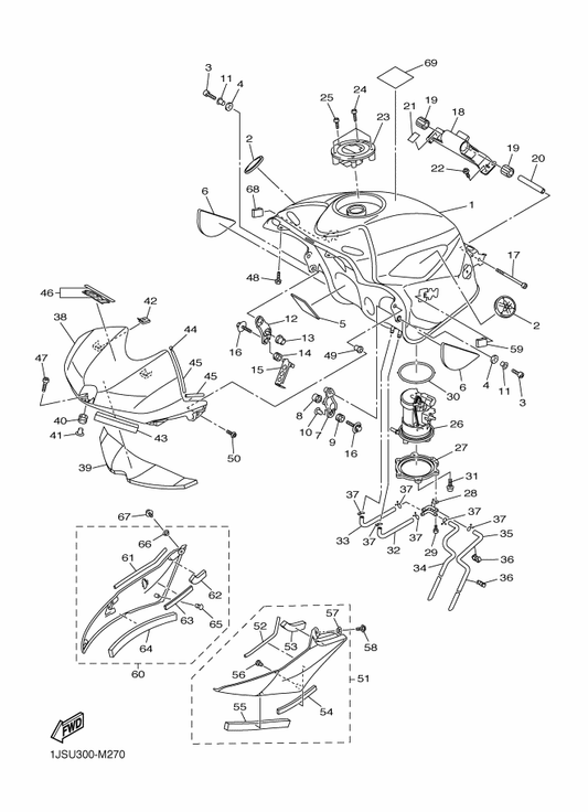 Yamaha 1JS-24244-10 Graphic, Fuel Tank 1 — shown on the Fuel Tank parts diagram