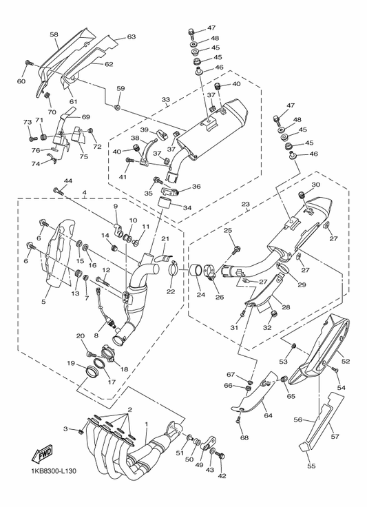 Yamaha 90480-12579 . Grommet — shown on the Exhaust parts diagram