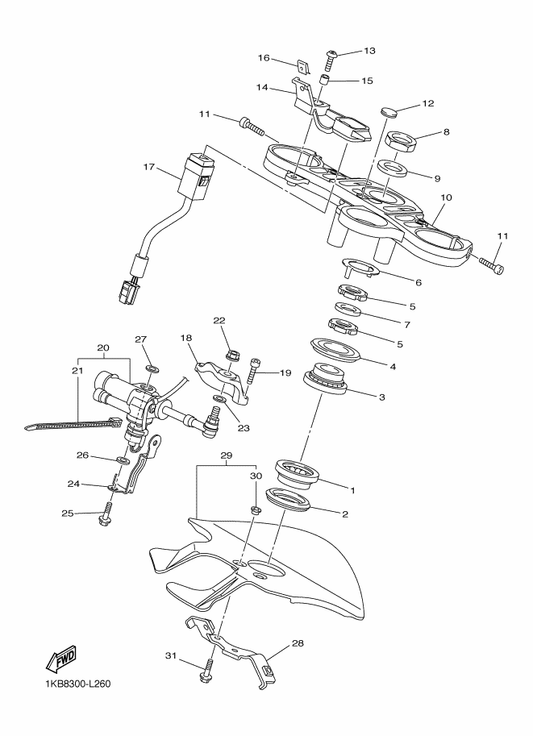 Yamaha 90179-30691 Nut — shown on the Steering parts diagram