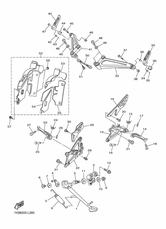 Yamaha 90111-08073 Bolt,Hex. Socket Button — shown on the Stand & Footrest parts diagram