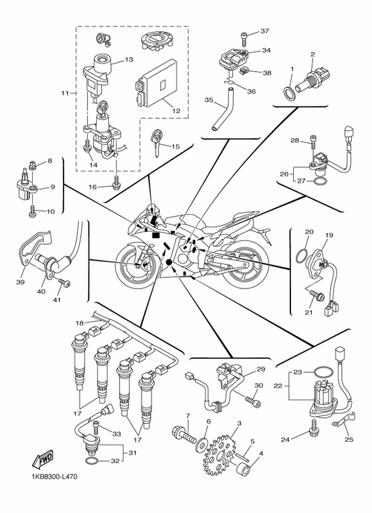 Yamaha 90465-08053 Clamp — shown on the Electrical 1 parts diagram